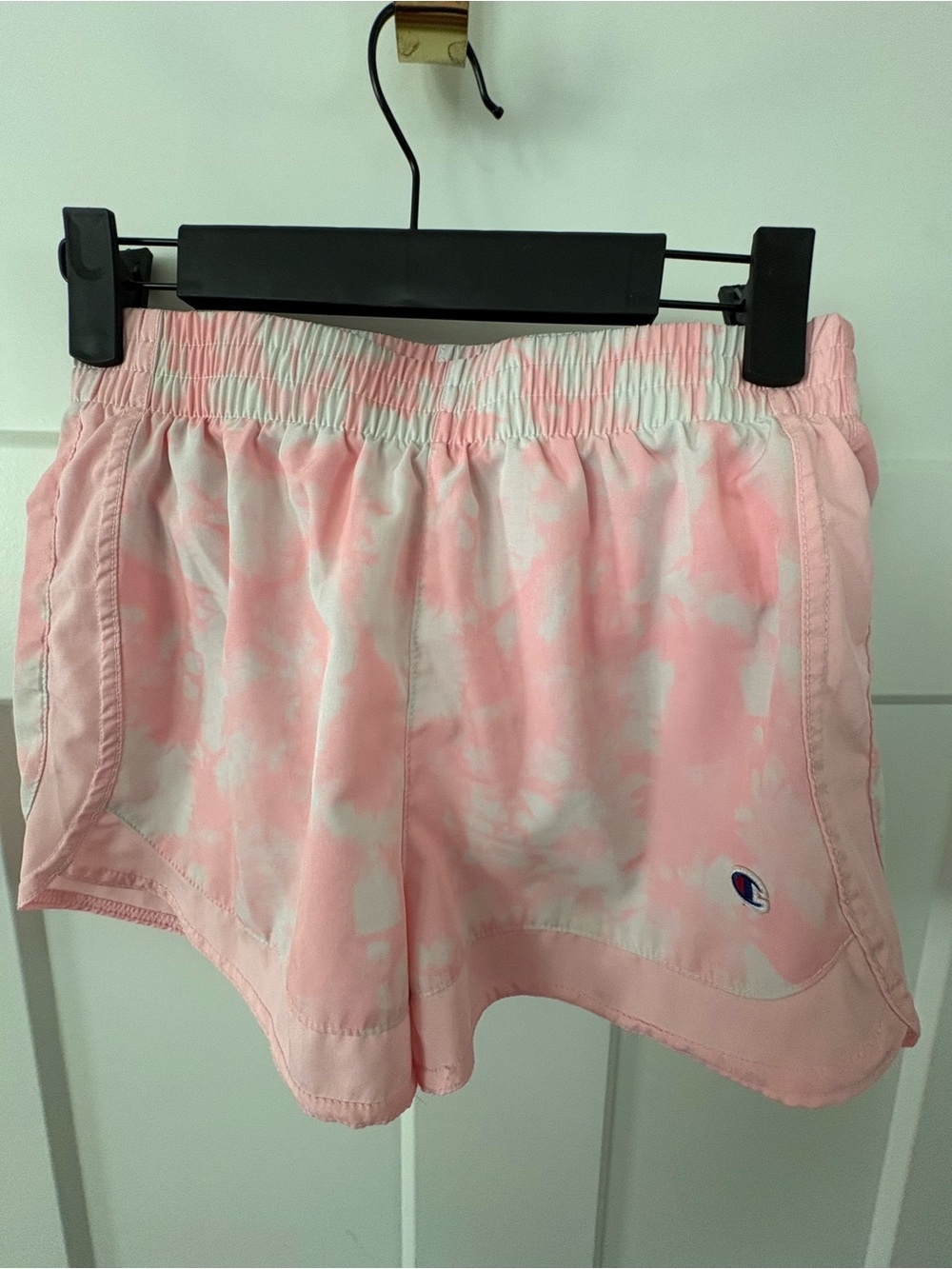 Champion Girls’ Pink Tie Dye Woven Athletic Shorts medium, 10/12